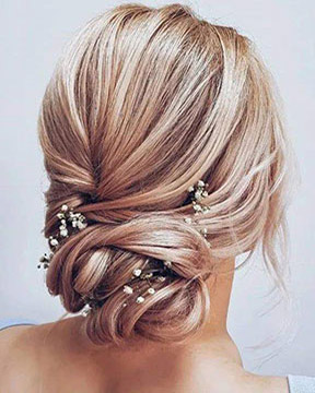 Braided bun blond hair