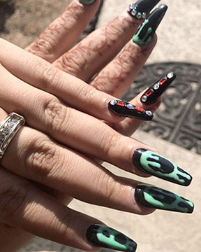 Black and green manicure