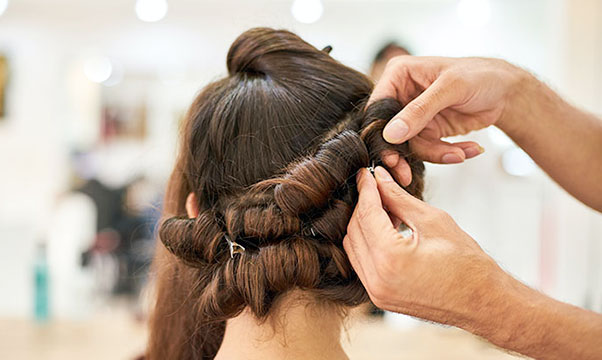 Braided bun dark hair