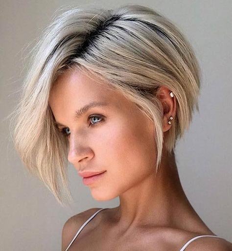 woman with a pixie bob haircut